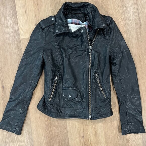 Treasure & Bond 100% Leather Moto Jacket Size XXS - Picture 3 of 9